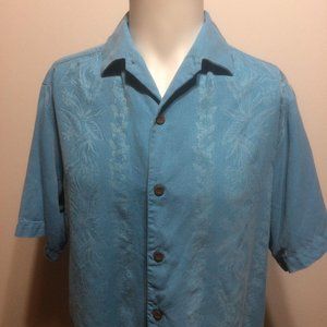 Tommy Bahama Hawaiian Shirt S Blue Washable Silk